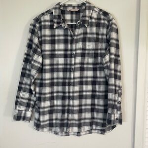 SO Women's Black and White Plaid Button Down Shirt